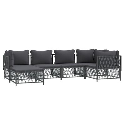 vidaXL 6 Piece Garden Lounge Set with Cushions Anthracite Steel, anthracite vidaXL 6 Piece Garden Lounge Set with Cushions Anthracite Steel