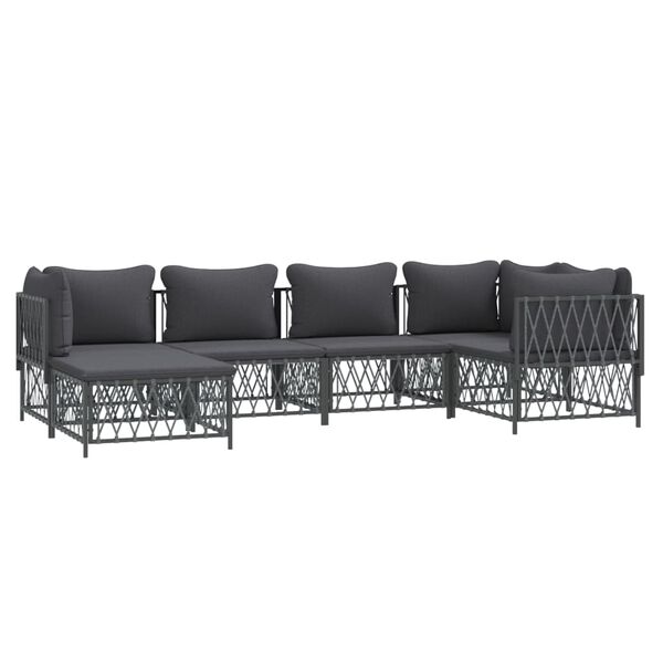 vidaXL 6 Piece Garden Lounge Set with Cushions Anthracite Steel