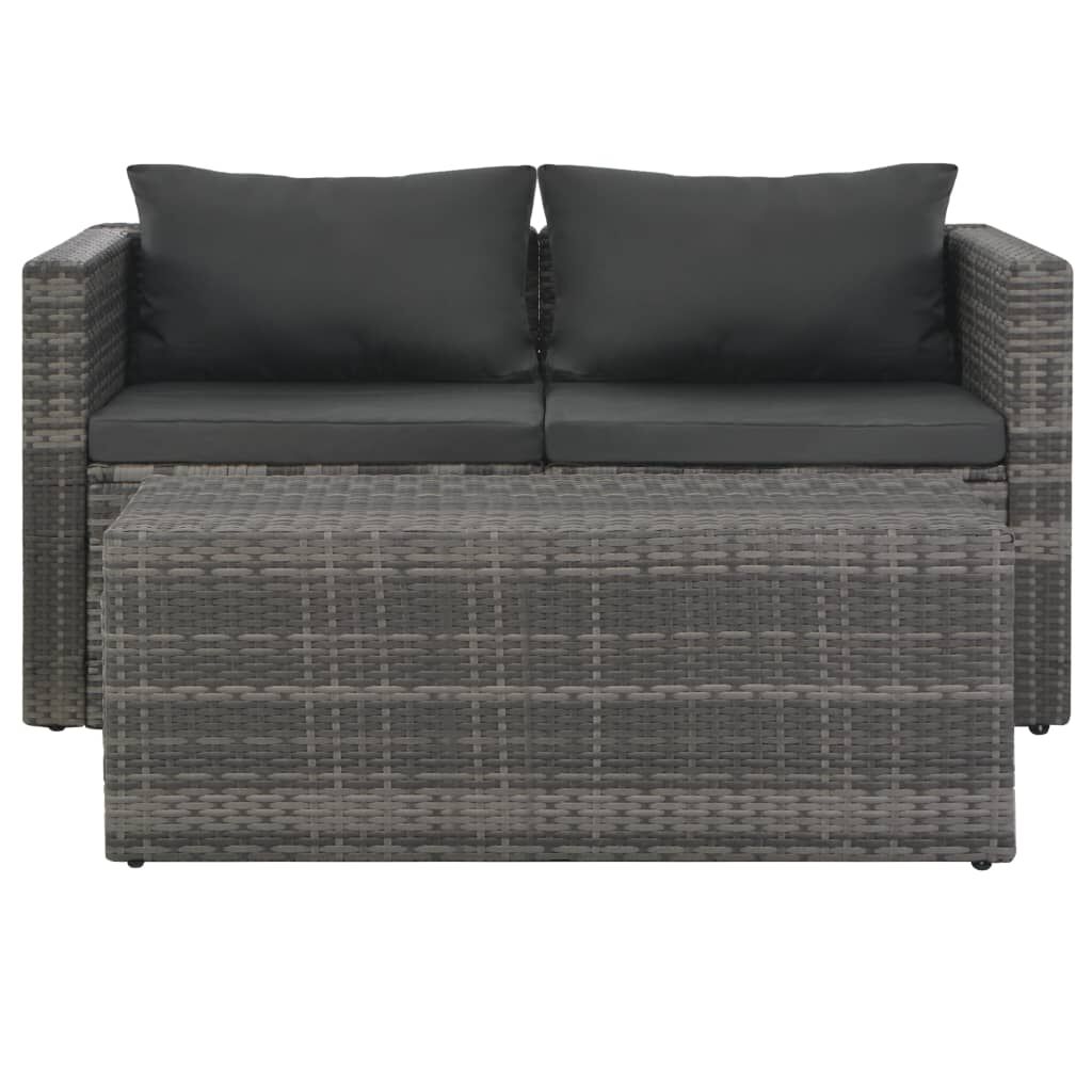vidaXL 6 Piece Garden Lounge Set with Cushions Poly Rattan Grey