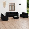 vidaXL 8 Piece Garden Lounge Set with Cushions Poly Rattan Black