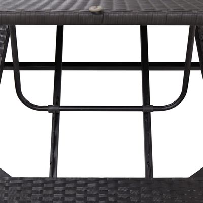 vidaXL Sunbed with Cushion Black Poly Rattan, black and white vidaXL Sunbed with Cushion Black Poly Rattan