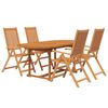 vidaXL 5 Piece Garden Dining Set Solid Wood Acacia 120-170 cm