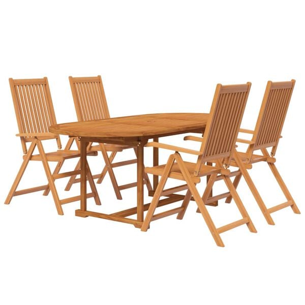 vidaXL 5 Piece Garden Dining Set Solid Wood Acacia 120-170 cm