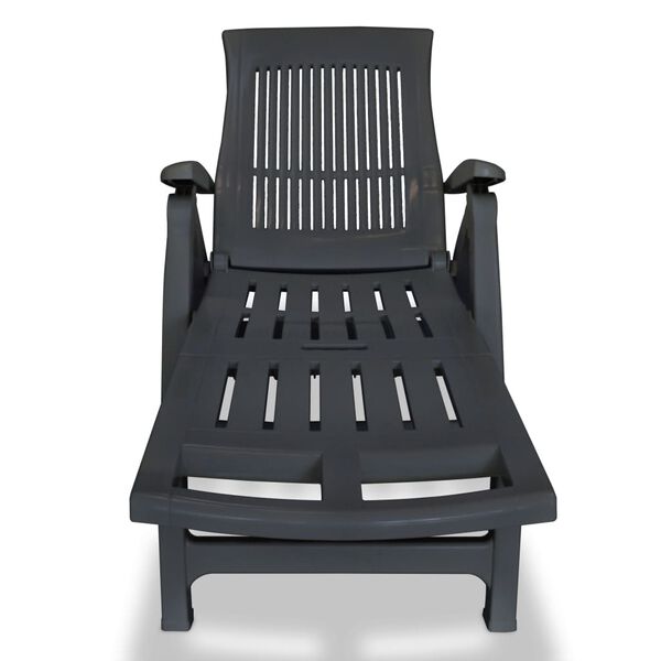 vidaXL Sun Lounger with Footrest Plastic Anthracite