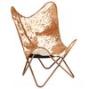 vidaXL Butterfly Chair Brown and White Genuine Goat Leather