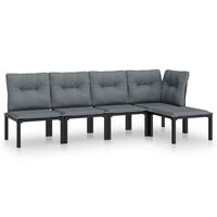 vidaXL 5 Piece Garden Lounge Set Black and Grey Poly Rattan,  vidaXL 5 Piece Garden Lounge Set Black and Grey Poly Rattan