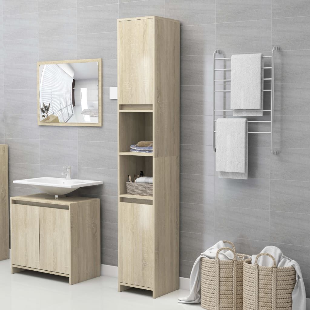vidaXL Bathroom Cabinet Concrete Grey 30x30x183.5 cm Engineered Wood