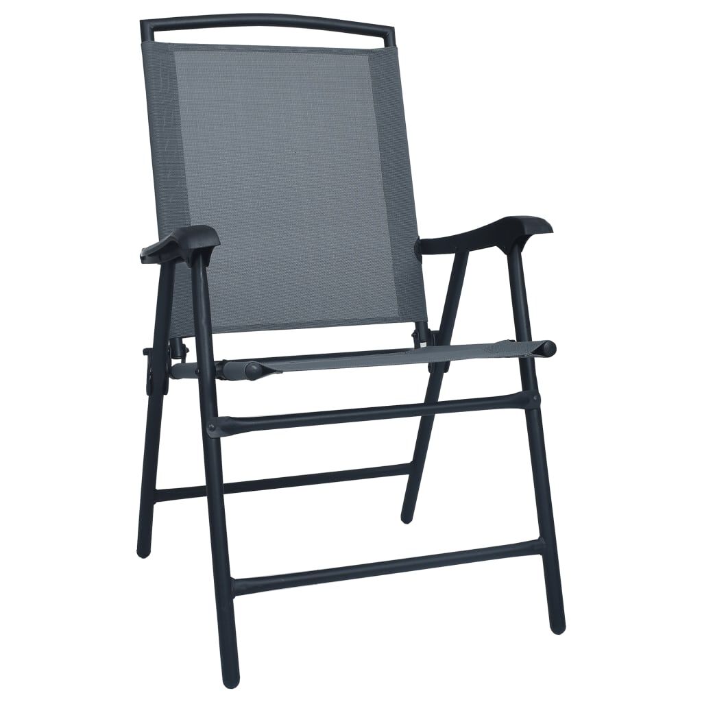 vidaXL Folding Garden Chairs 2 pcs Texilene Grey