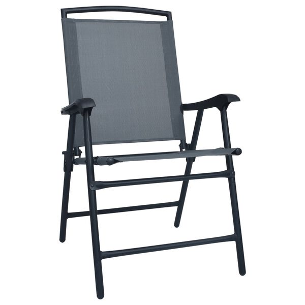 vidaXL Folding Garden Chairs 2 pcs Texilene Grey