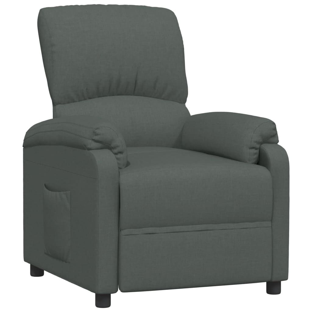 vidaXL Recliner Chair Dark Grey Fabric