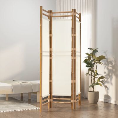 vidaXL Folding 3-Panel Room Divider 120 cm Bamboo and Canvas, cream white vidaXL Folding 3-Panel Room Divider 120 cm Bamboo and Canvas