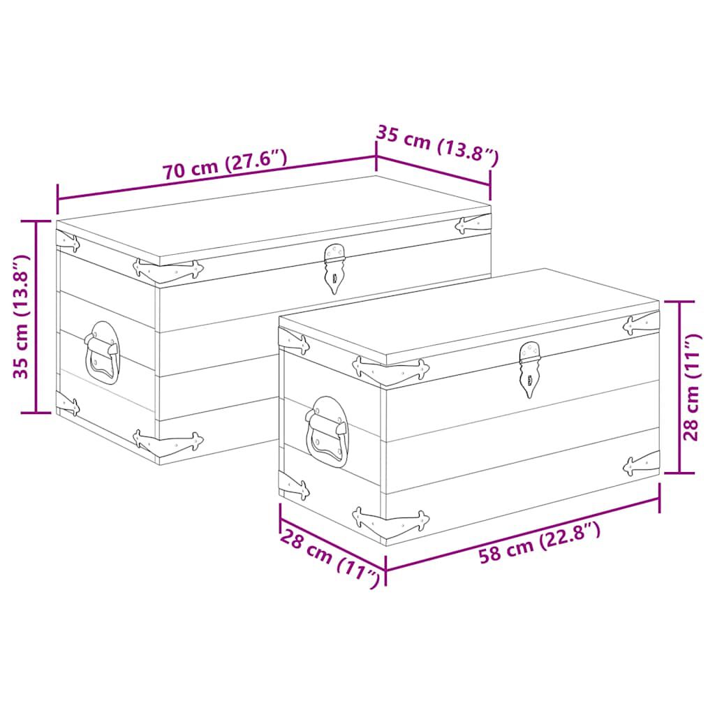 vidaXL Storage Chest Set 2 Pieces Rough Mango Wood
