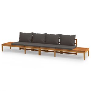 vidaXL Garden Benches with Dark Grey Cushions 2 pcs Acacia Wood