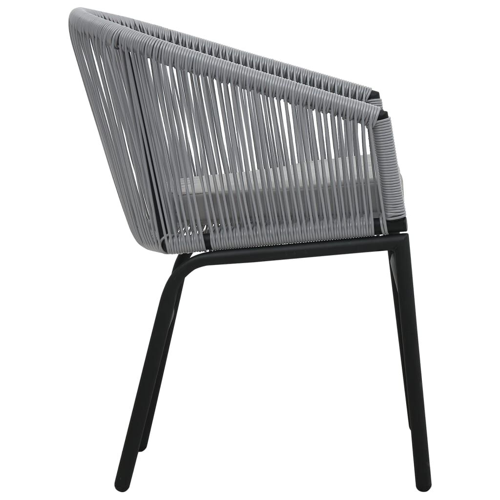 vidaXL 3 Piece Bistro Set with Cushions PE Rattan Grey