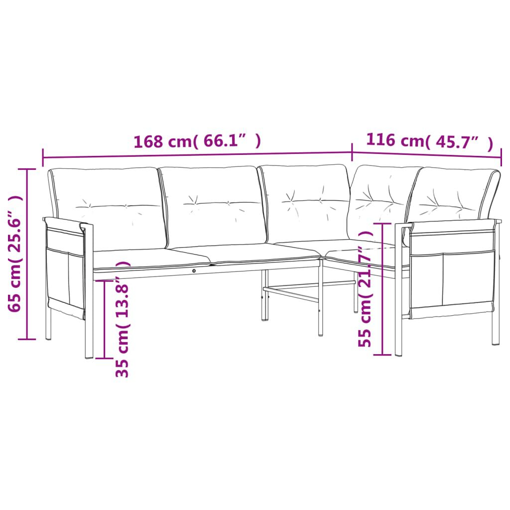 vidaXL Garden Corner Sofa Anthracite Steel and Textilene