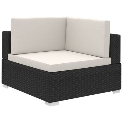 vidaXL 6 Piece Garden Lounge Set with Cushions Poly Rattan Black, black and white vidaXL 6 Piece Garden Lounge Set with Cushions Poly Rattan Black