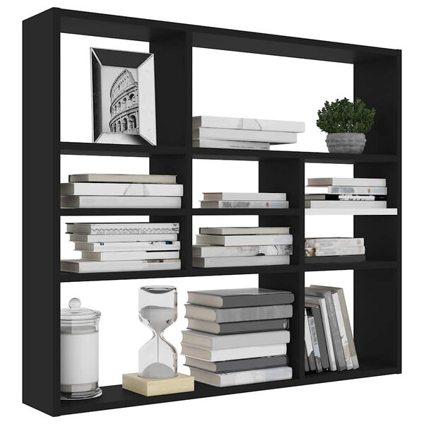 vidaXL Wall Shelf Black 90x16x78 cm Engineered Wood