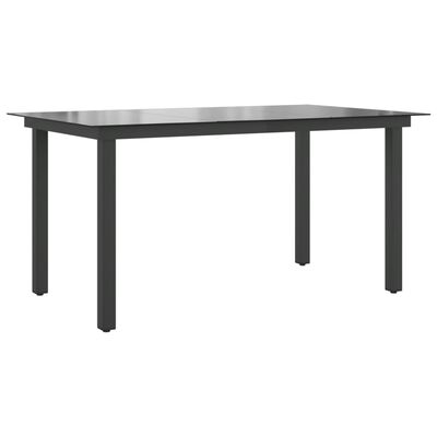 vidaXL Garden Table Black 150x90x74 cm Aluminium and Glass,  vidaXL Garden Table Black 150x90x74 cm Aluminium and Glass