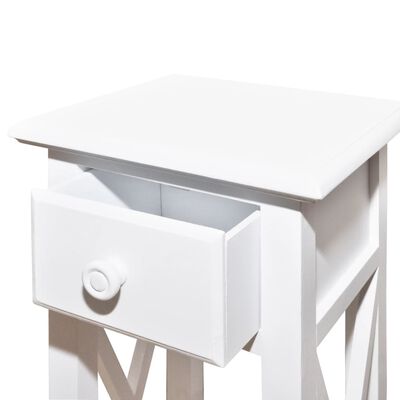 vidaXL Side Table with Drawer White