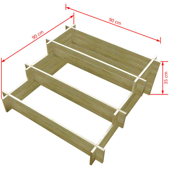 vidaXL 3-Tier Planter Box 90x90x35 cm Impregnated Wood