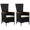 vidaXL Outdoor Chairs 2 pcs with Cushions Poly Rattan Black