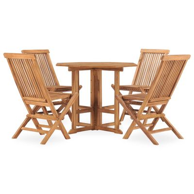 vidaXL 5 Piece Folding Outdoor Dining Set Solid Teak Wood