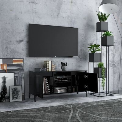 vidaXL TV Cabinet with Metal Legs Black 103.5x35x50 cm, black vidaXL TV Cabinet with Metal Legs Black 103.5x35x50 cm