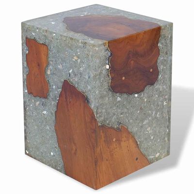 vidaXL Stool Solid Teak Wood and Resin,  vidaXL Stool Solid Teak Wood and Resin