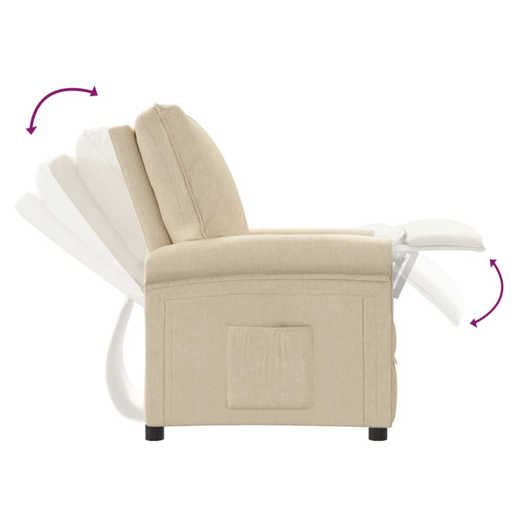 vidaXL Recliner Chair Cream Fabric