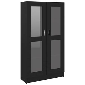 vidaXL Vitrine Cabinet Black 82,5x30,5x150 cm Engineered Wood