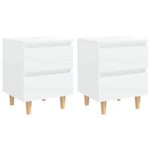 vidaXL Bed Cabinets with Solid Pinewood Legs 2 pcs White 40x35x50 cm