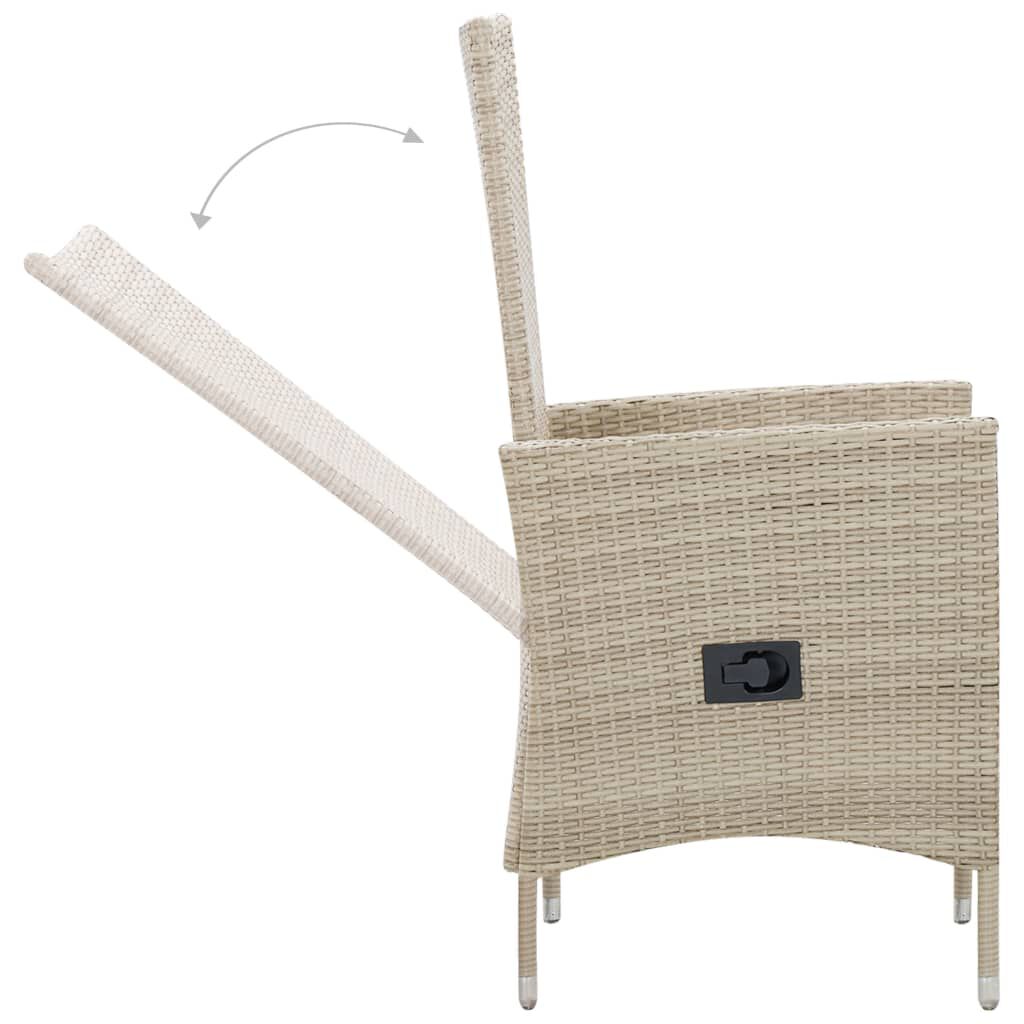 vidaXL 9 Piece Outdoor Dining Set with Cushions Poly Rattan Beige