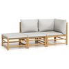 vidaXL 3 Piece Garden Lounge Set with Light Grey Cushions Bamboo