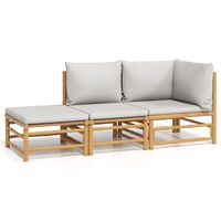 vidaXL 3 Piece Garden Lounge Set with Light Grey Cushions Bamboo,  vidaXL 3 Piece Garden Lounge Set with Light Grey Cushions Bamboo