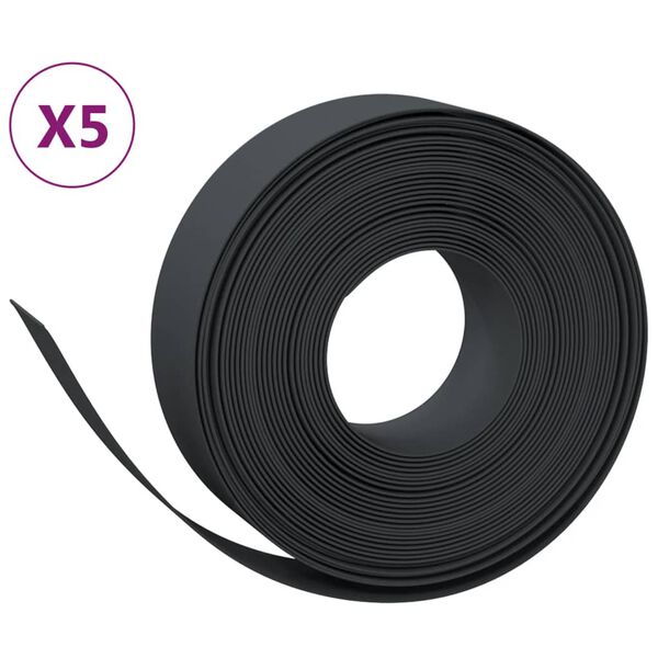 vidaXL Garden Edgings 5 pcs Black 10 m 15 cm Polyethylene