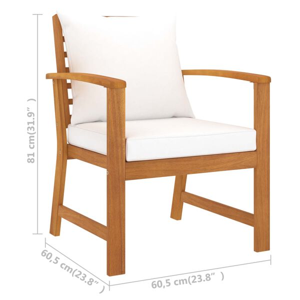 vidaXL Garden Chairs 2 pcs with Cream Cushion Solid Acacia Wood
