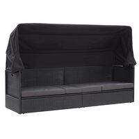 vidaXL Outdoor Sofa Bed with Canopy Poly Rattan Black, black vidaXL Outdoor Sofa Bed with Canopy Poly Rattan Black