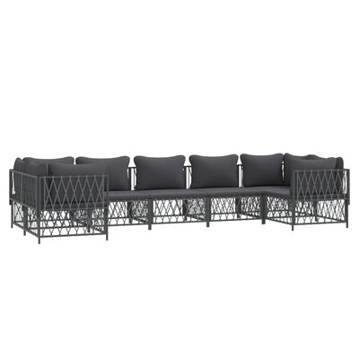 vidaXL 7 Piece Garden Lounge Set with Cushions Anthracite Steel, anthracite vidaXL 7 Piece Garden Lounge Set with Cushions Anthracite Steel