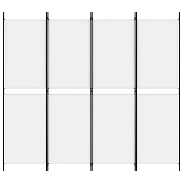 vidaXL 4-Panel Room Divider White 200x180 cm Fabric