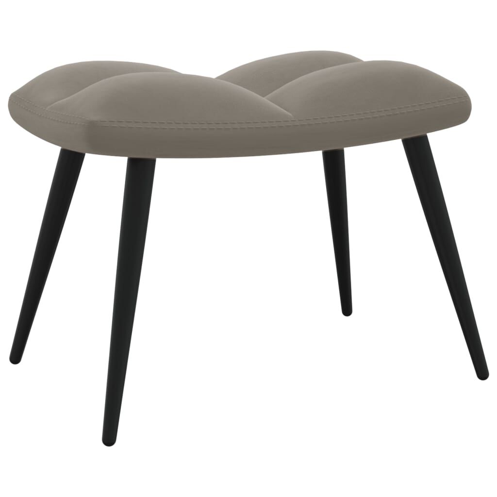 vidaXL Relaxing Chair with a Stool Light Grey Velvet