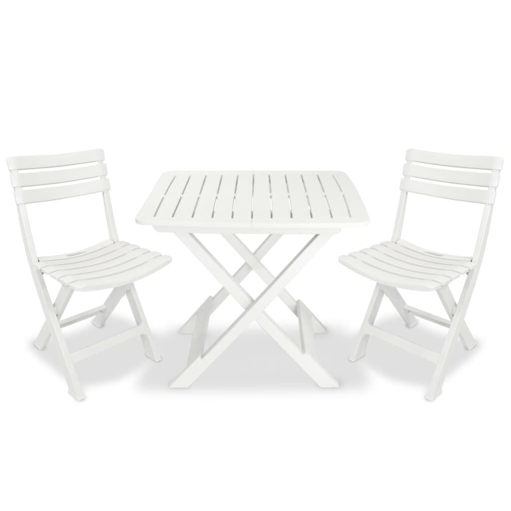 vidaXL 3 Piece Folding Bistro Set Plastic White