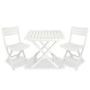 vidaXL 3 Piece Folding Bistro Set Plastic White