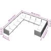 vidaXL 11 Piece Garden Lounge Set with Cushions Poly Rattan Dark Grey