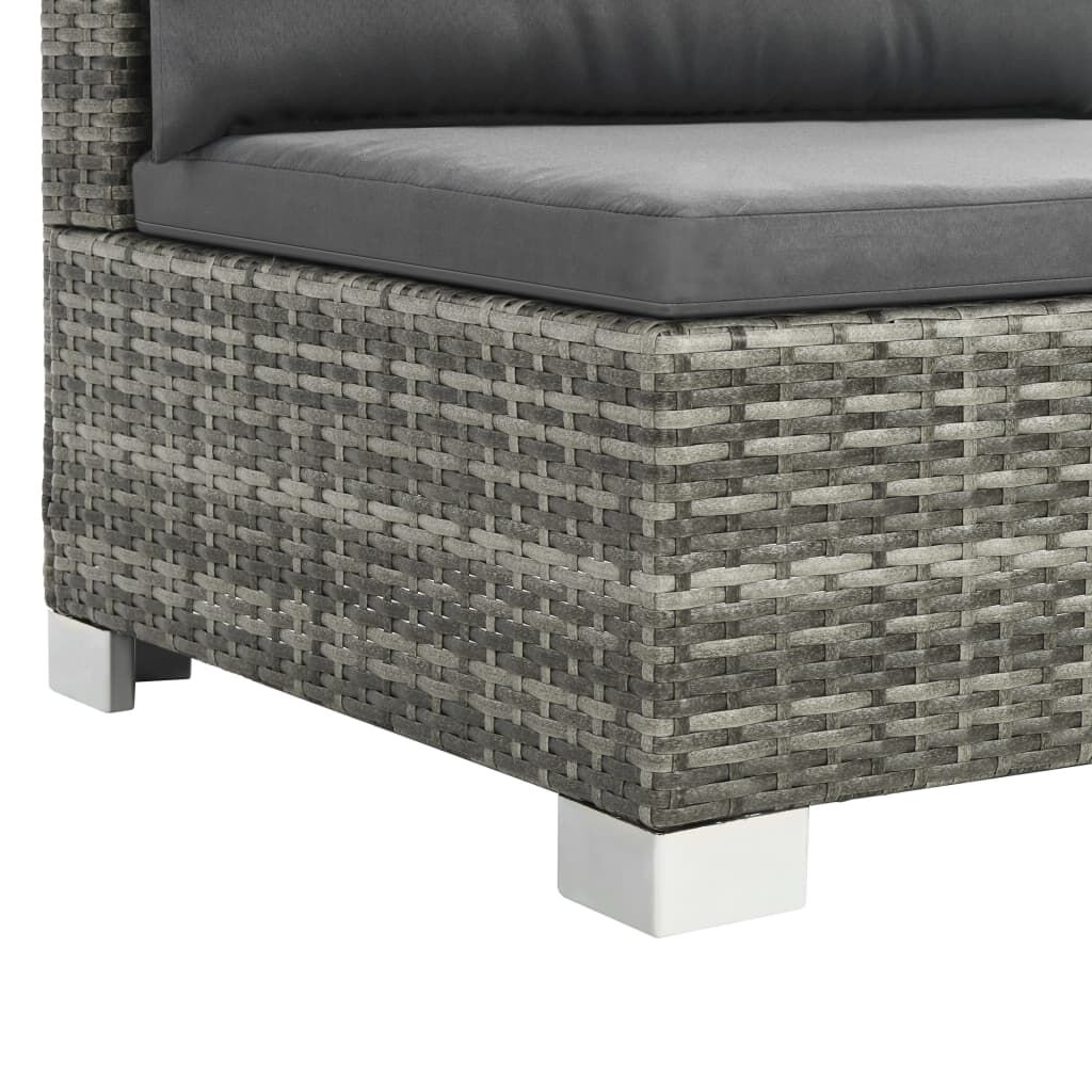vidaXL 10 Piece Garden Lounge Set with Cushions Poly Rattan Grey