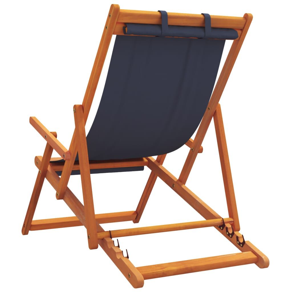 vidaXL Folding Beach Chairs 2 pcs Blue Fabric