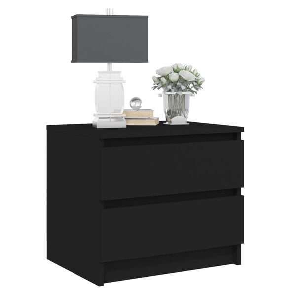 vidaXL Bed Cabinet Black 50x39x43.5 cm Engineered Wood