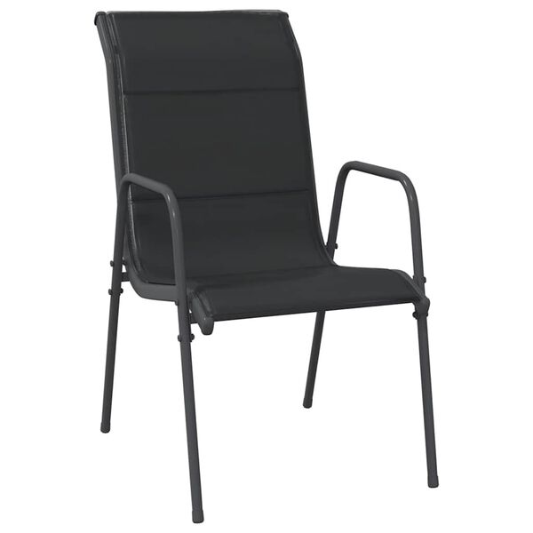 vidaXL Garden Chairs 2 pcs Steel and Textilene Black