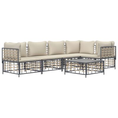 vidaXL 6 Piece Garden Lounge Set with Cushions Anthracite Poly Rattan,  vidaXL 6 Piece Garden Lounge Set with Cushions Anthracite Poly Rattan