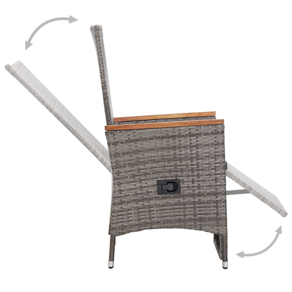 vidaXL 7 Piece Outdoor Dining Set with Cushions Poly Rattan Grey