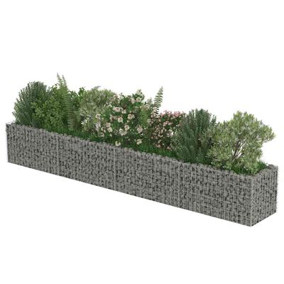 vidaXL Gabion Raised Bed Galvanised Steel 360x50x50 cm,  vidaXL Gabion Raised Bed Galvanised Steel 360x50x50 cm